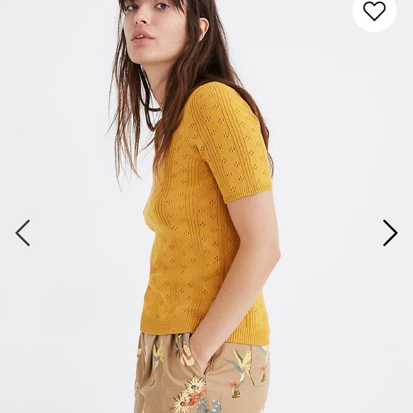 MADEWELL Pointelle Willford Sweater Tee Mustard Color Size XSmall - Picture 12 of 12